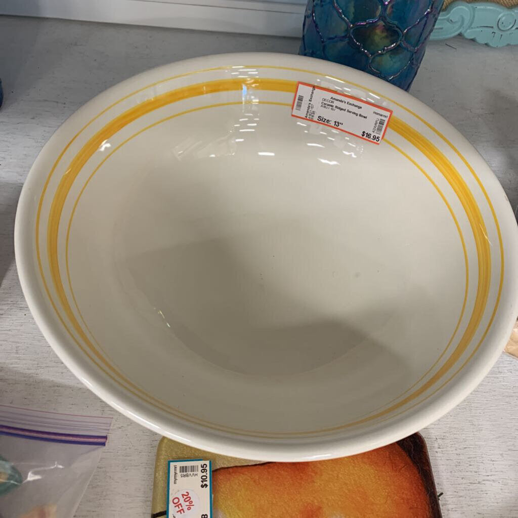 Ceramic Ridged Serving Bowl