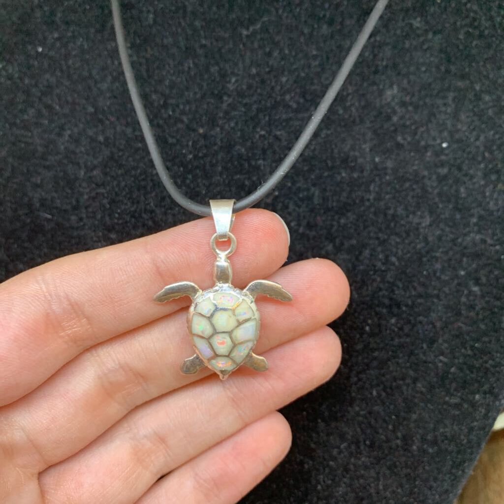Sterling & Opal Turtle Necklace