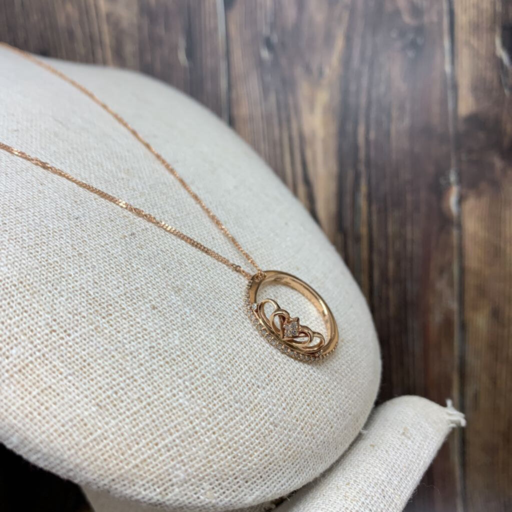 Emmy 10k RG Diamond Crown Necklace