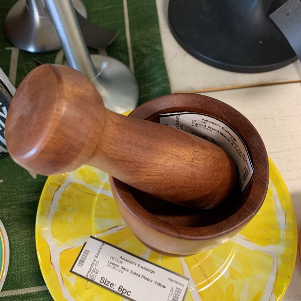 Carved Wood Mortar & Pestle