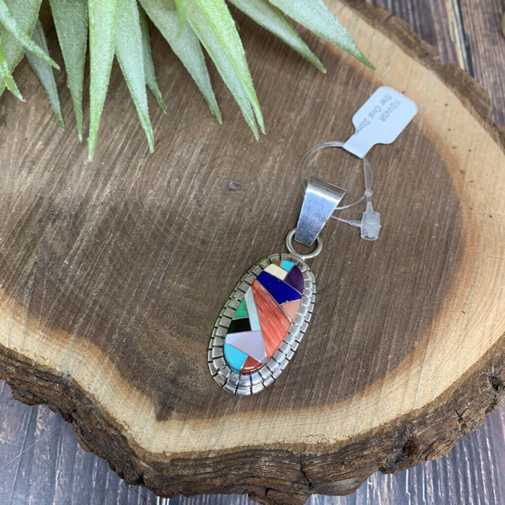 Vintage Ray Jack Sterling Stone Inlay Pendant