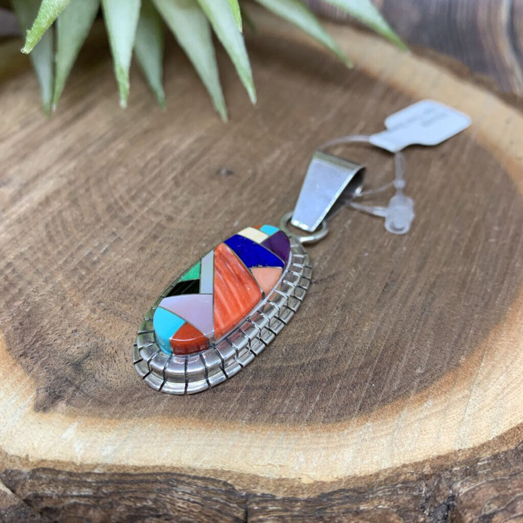 Vintage Ray Jack Sterling Stone Inlay Pendant