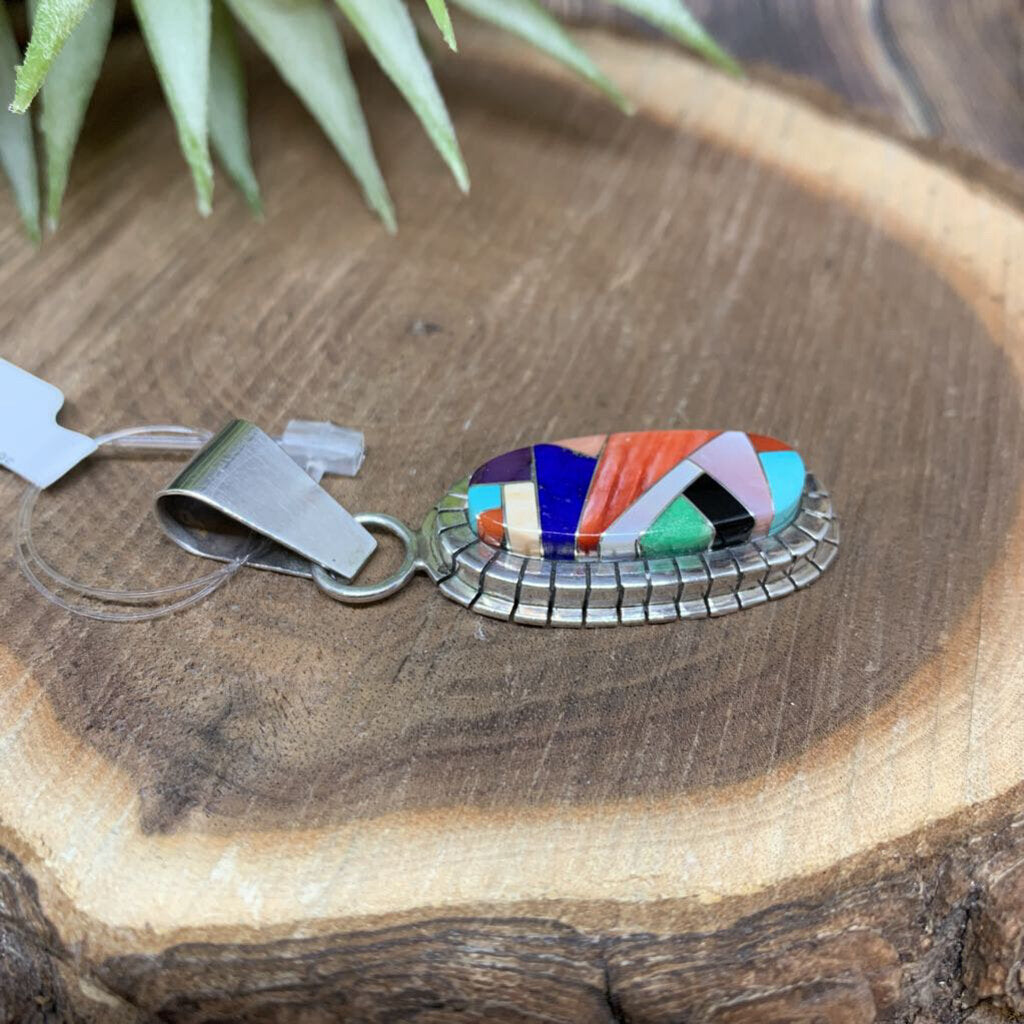 Vintage Ray Jack Sterling Stone Inlay Pendant