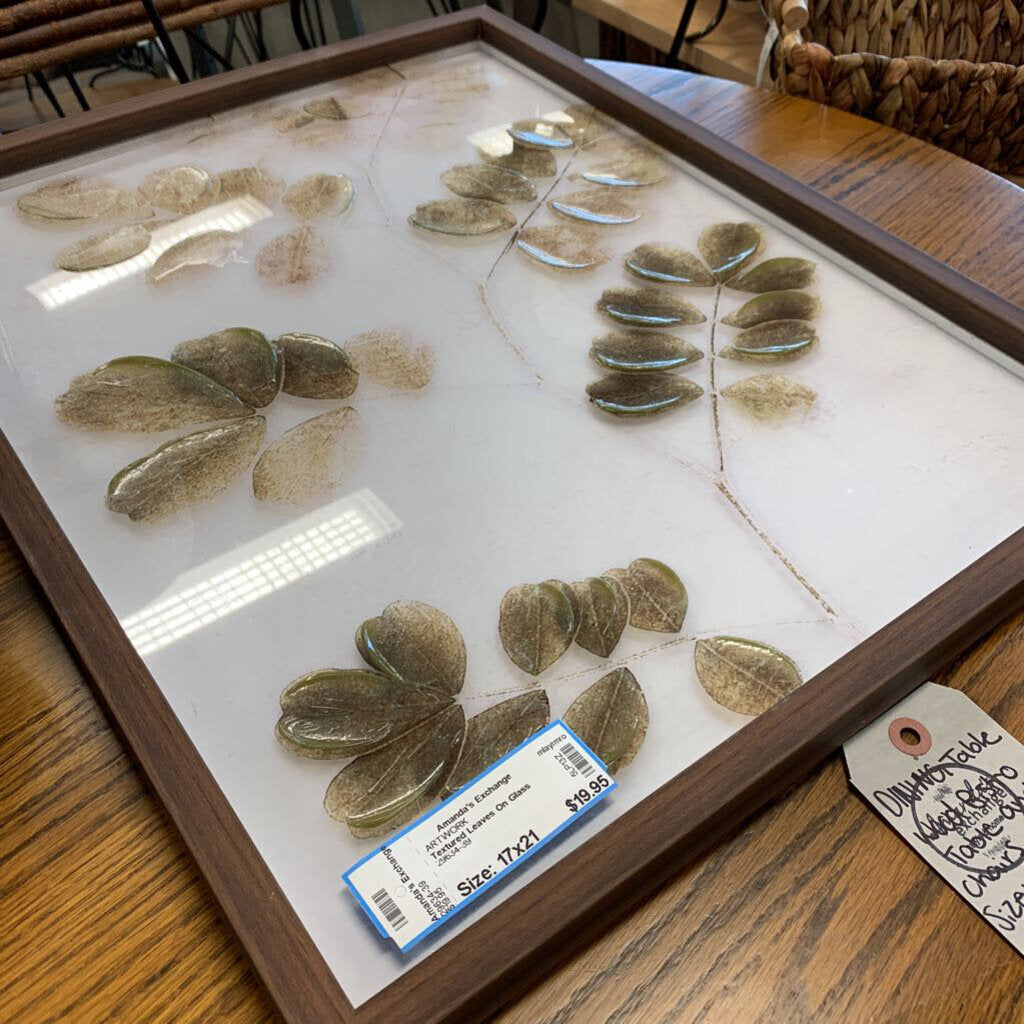 Textured Leaves On Glass
