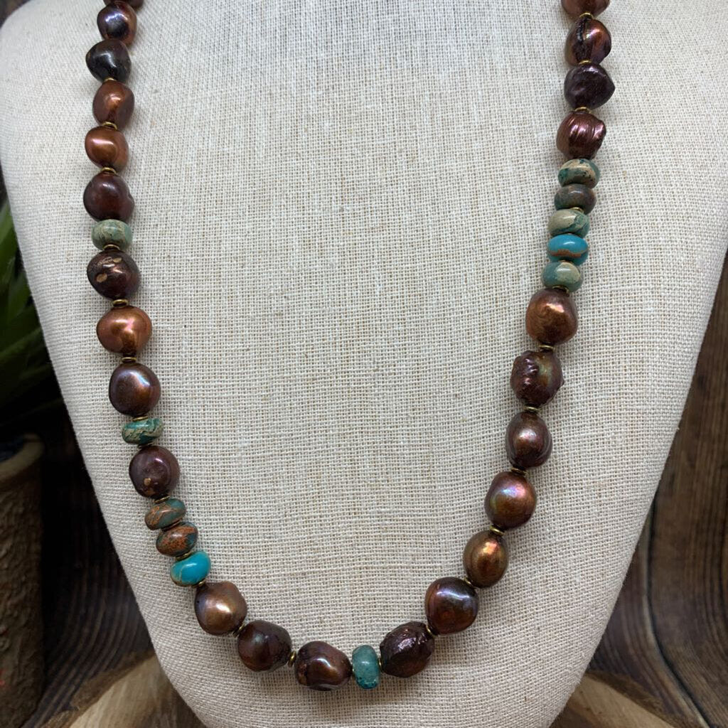 Pearl/Turq Bead Ncklc
