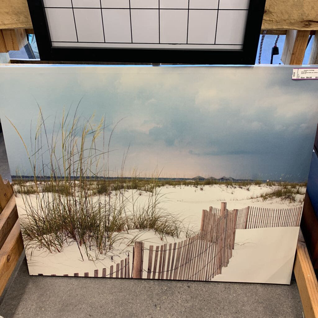 Sandy Beach Scene on Canvas