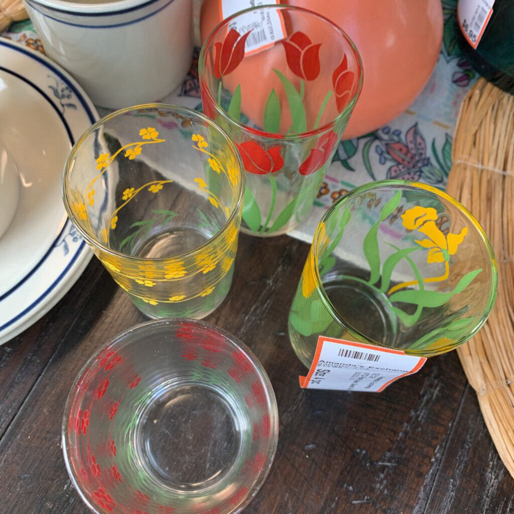 VTG Floral Juice Glass Set