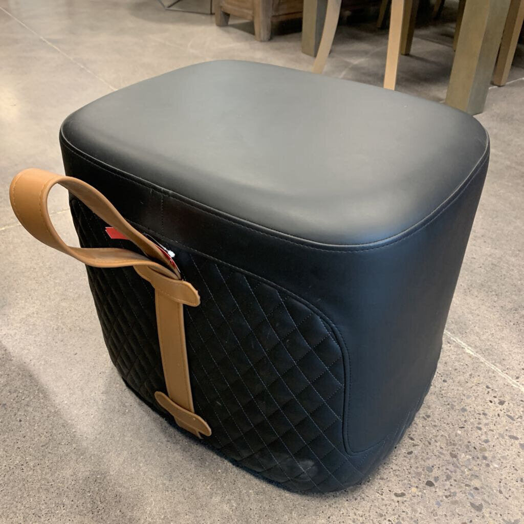 Faux Leather Ottoman w Handle