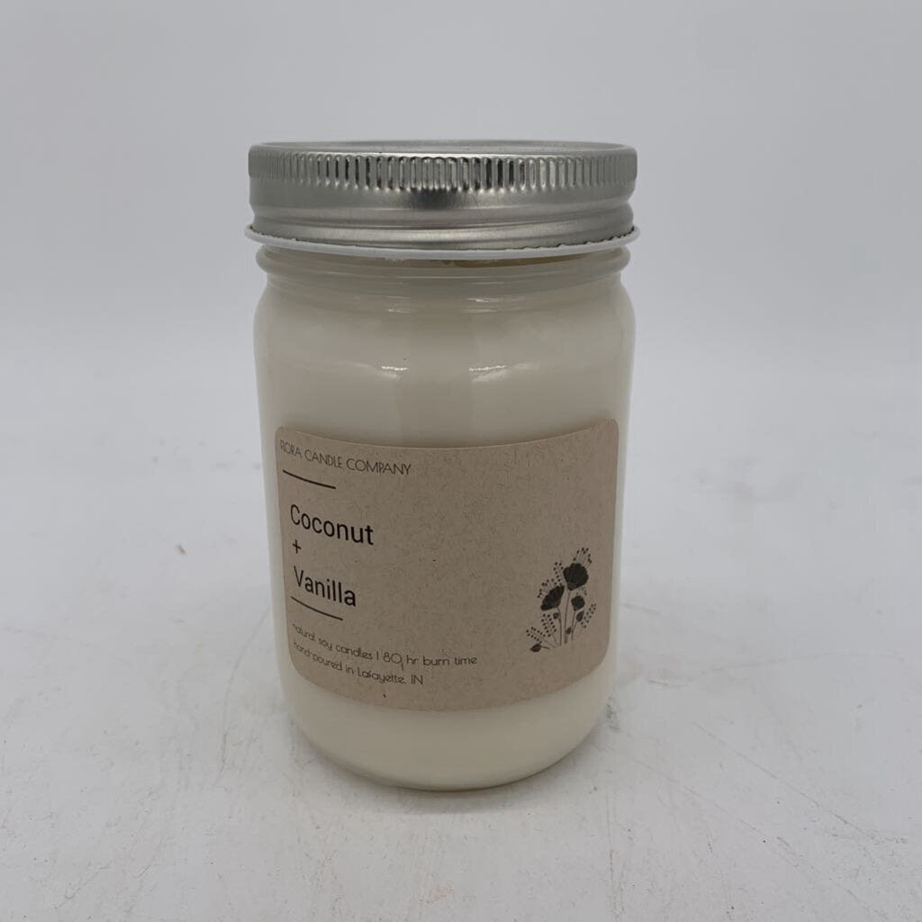 Coconut + Vanilla 12oz Mason Jar Candle