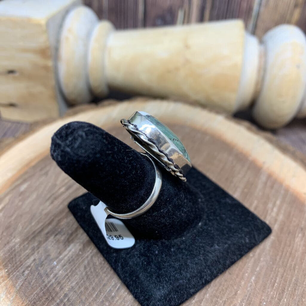 Sterling Banded Stone Ring