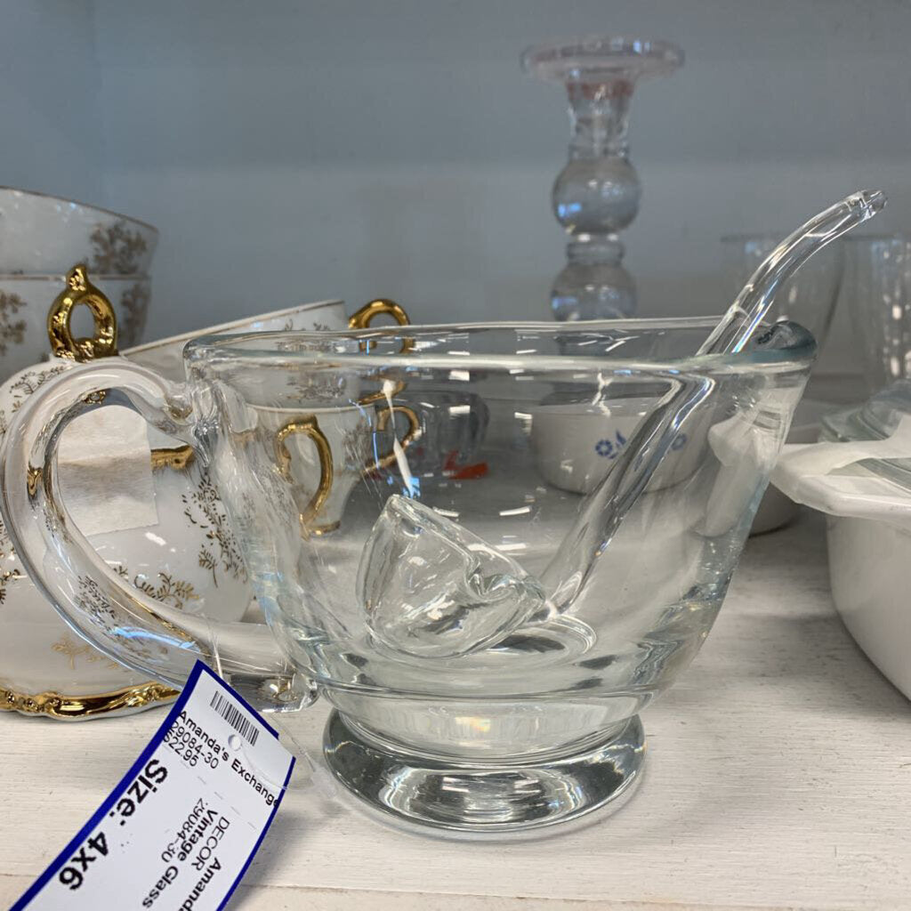 Vintage Glass Cup w Ladel
