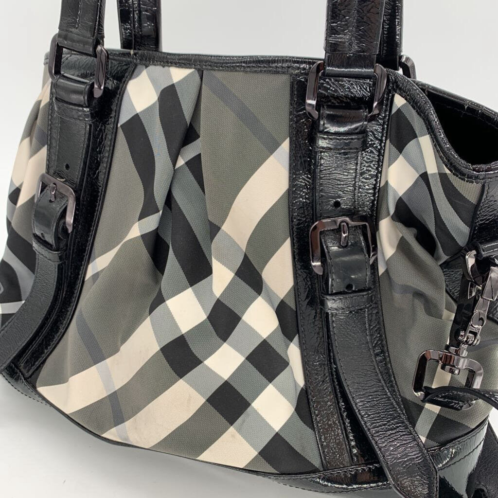 Burberry Plaid & Patent Handbag