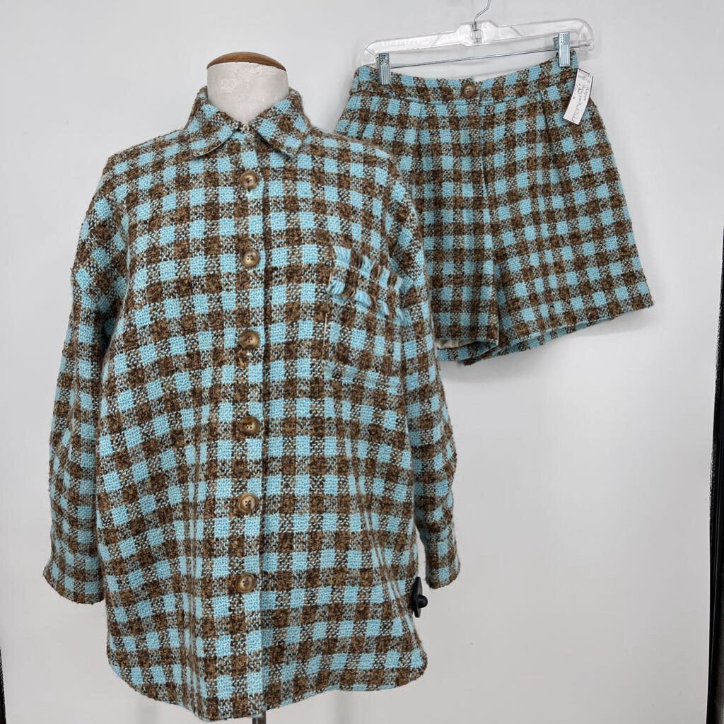 Shaoai 2pc Plaid Jacket & Short