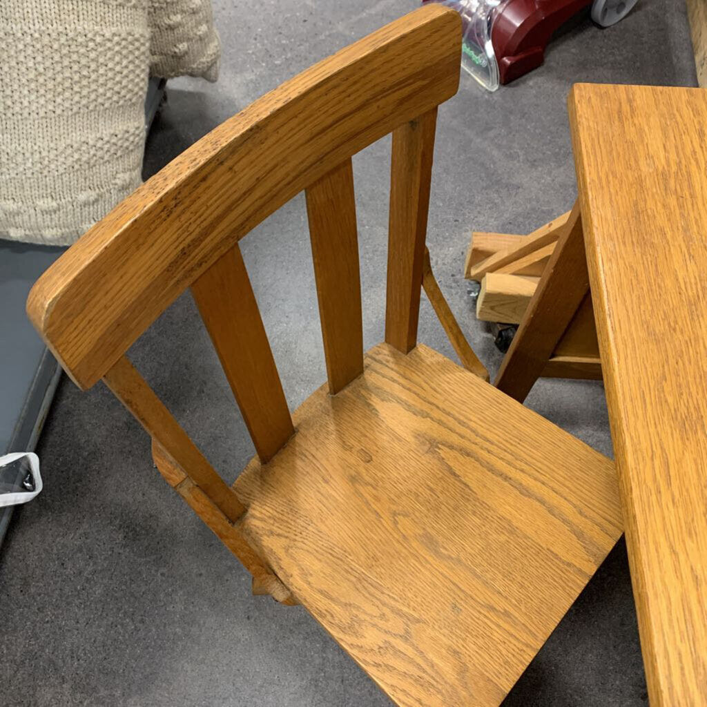Vintage Pine Wood Child's Desk w/ Chair