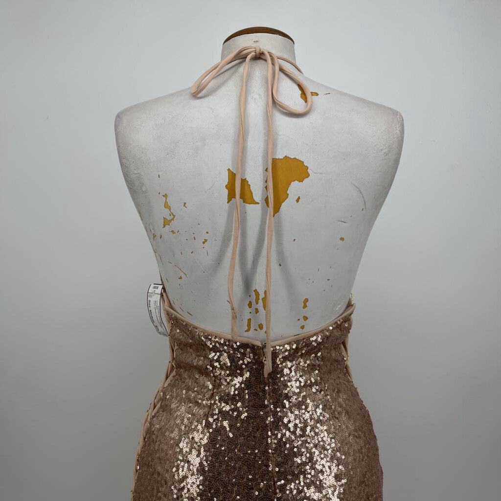 Wow Couture Sequened Halter Dress
