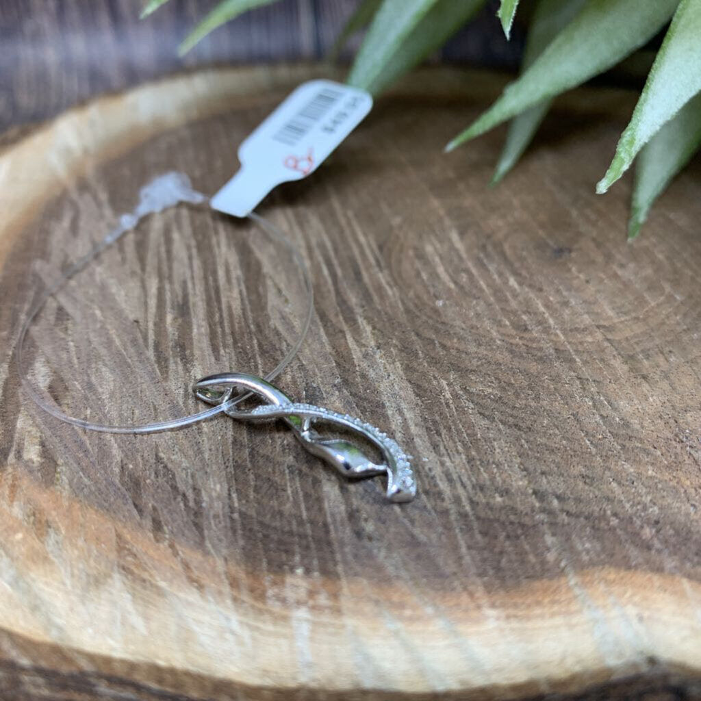 Sterling Diamond Ribbon Pendant