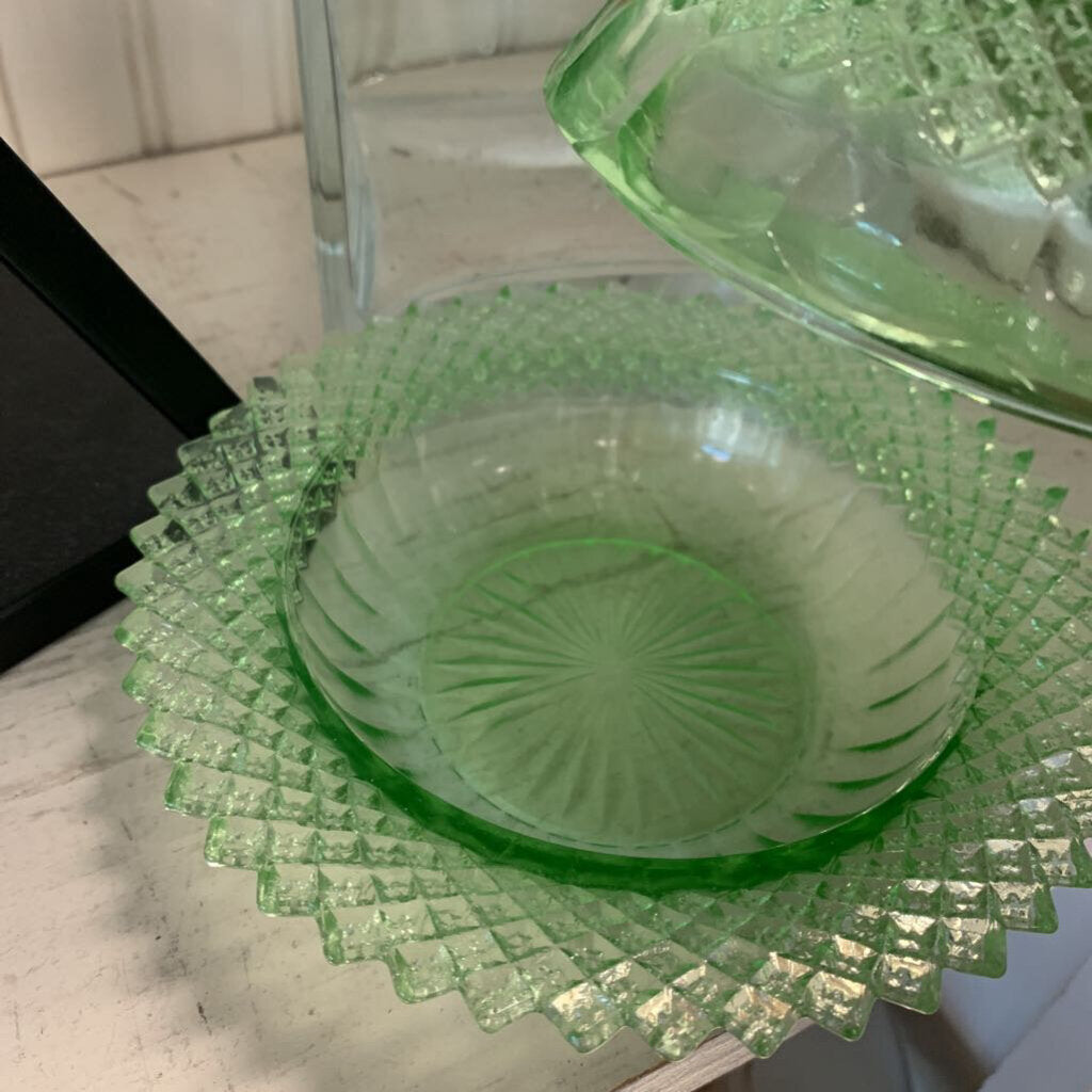Depression Glass Butter Dish w/Lid