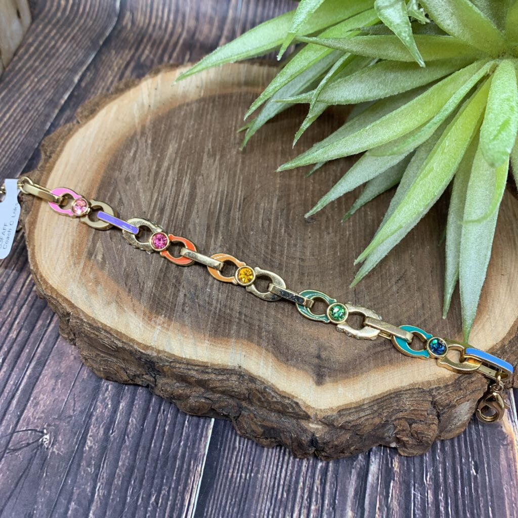 Coach Signature Links Enamel Bracelet