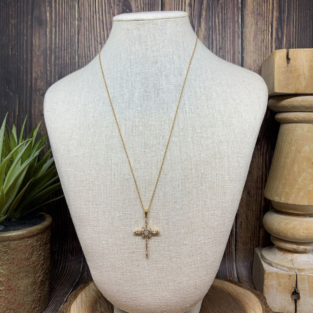 10k Gold and Diamonds Cross Necklace