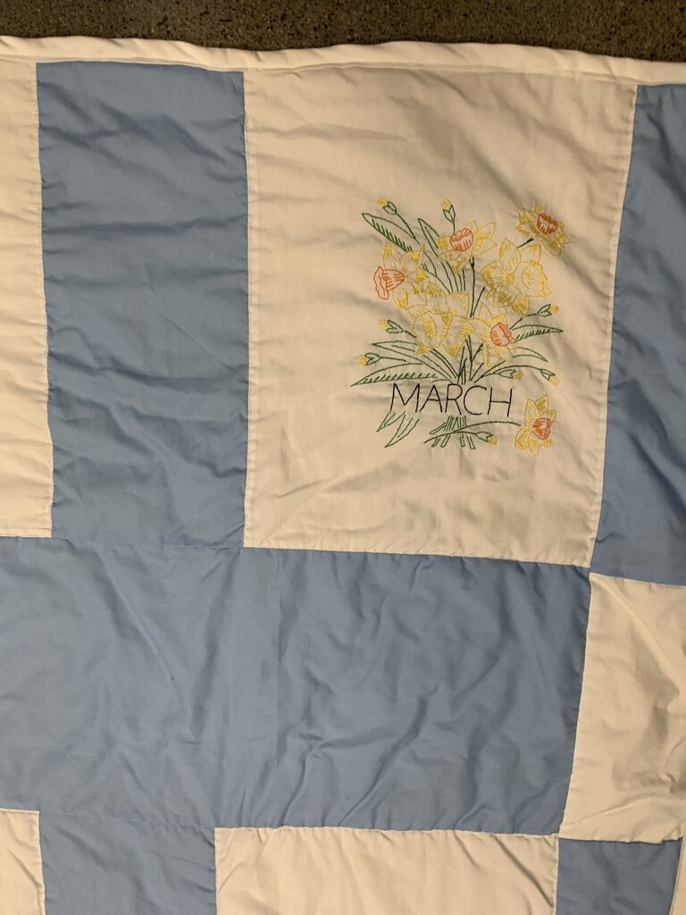 Handmade Embroidered Quilt AS IS