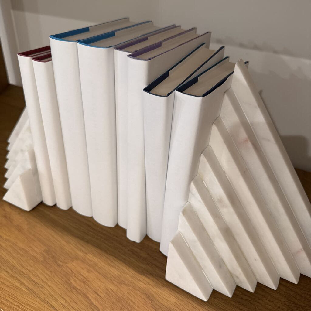 Marble Bookends with 8 Books