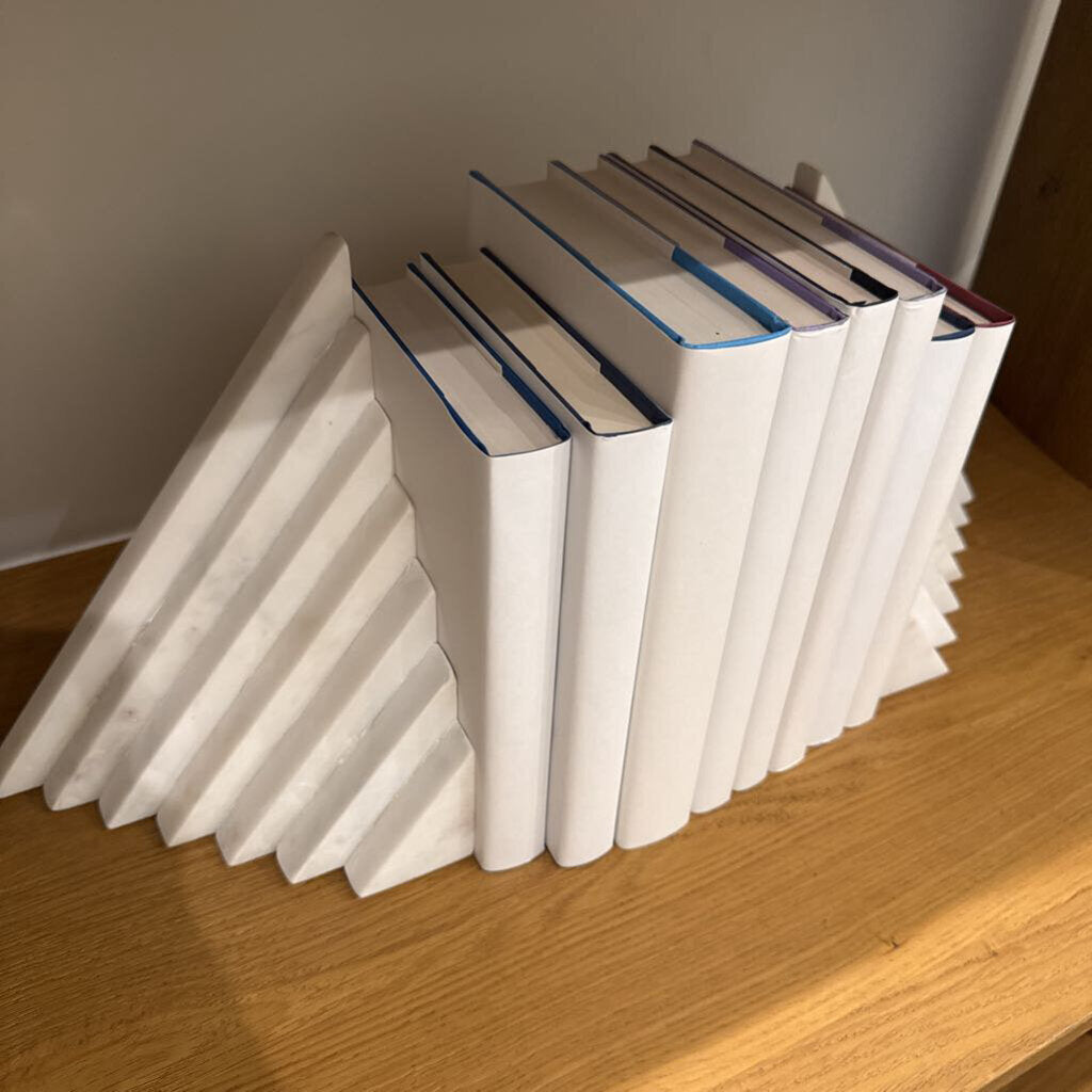 Marble Bookends with 8 Books