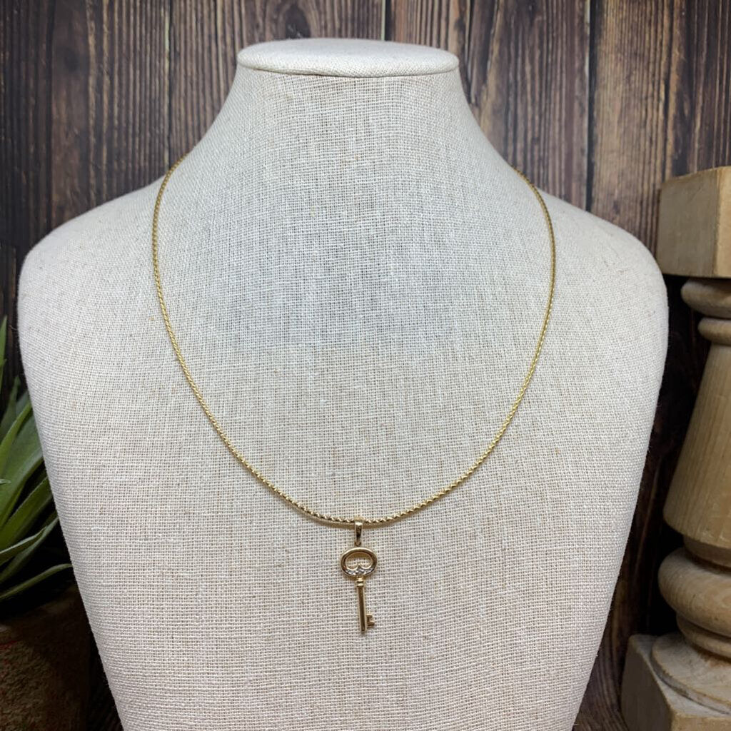 10k & Diamond Key Necklace