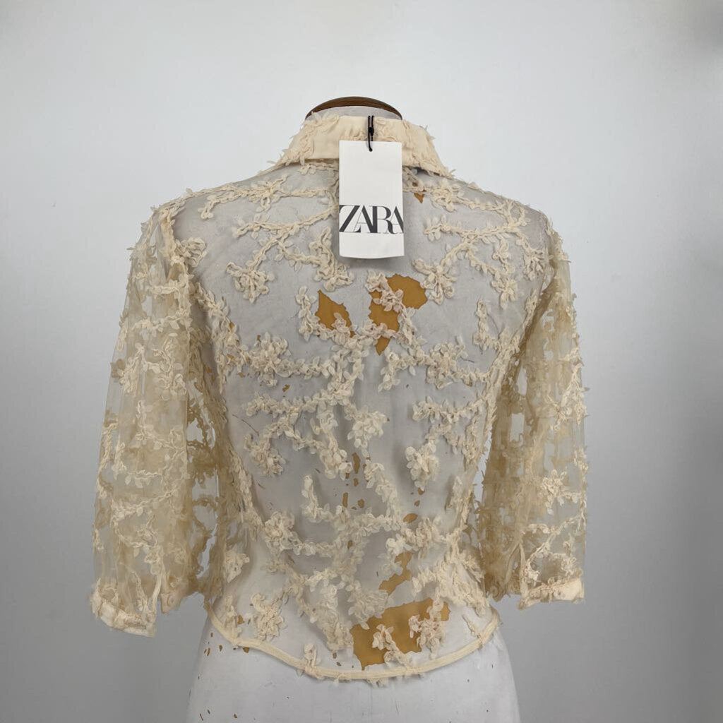 Zara 3/4 Slv Sheer Shirt