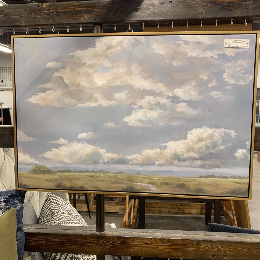 Framed Meadow Scene on Canvas