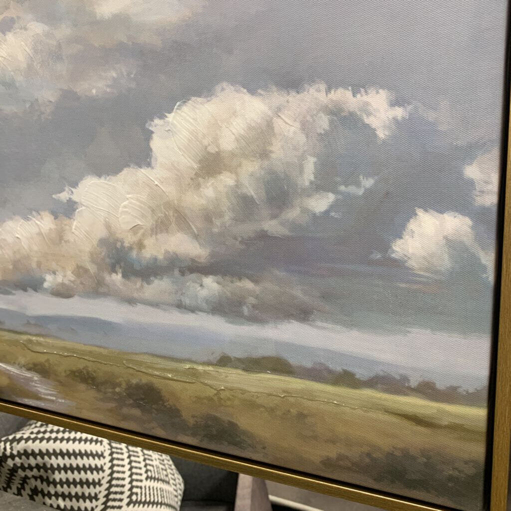 Framed Meadow Scene on Canvas