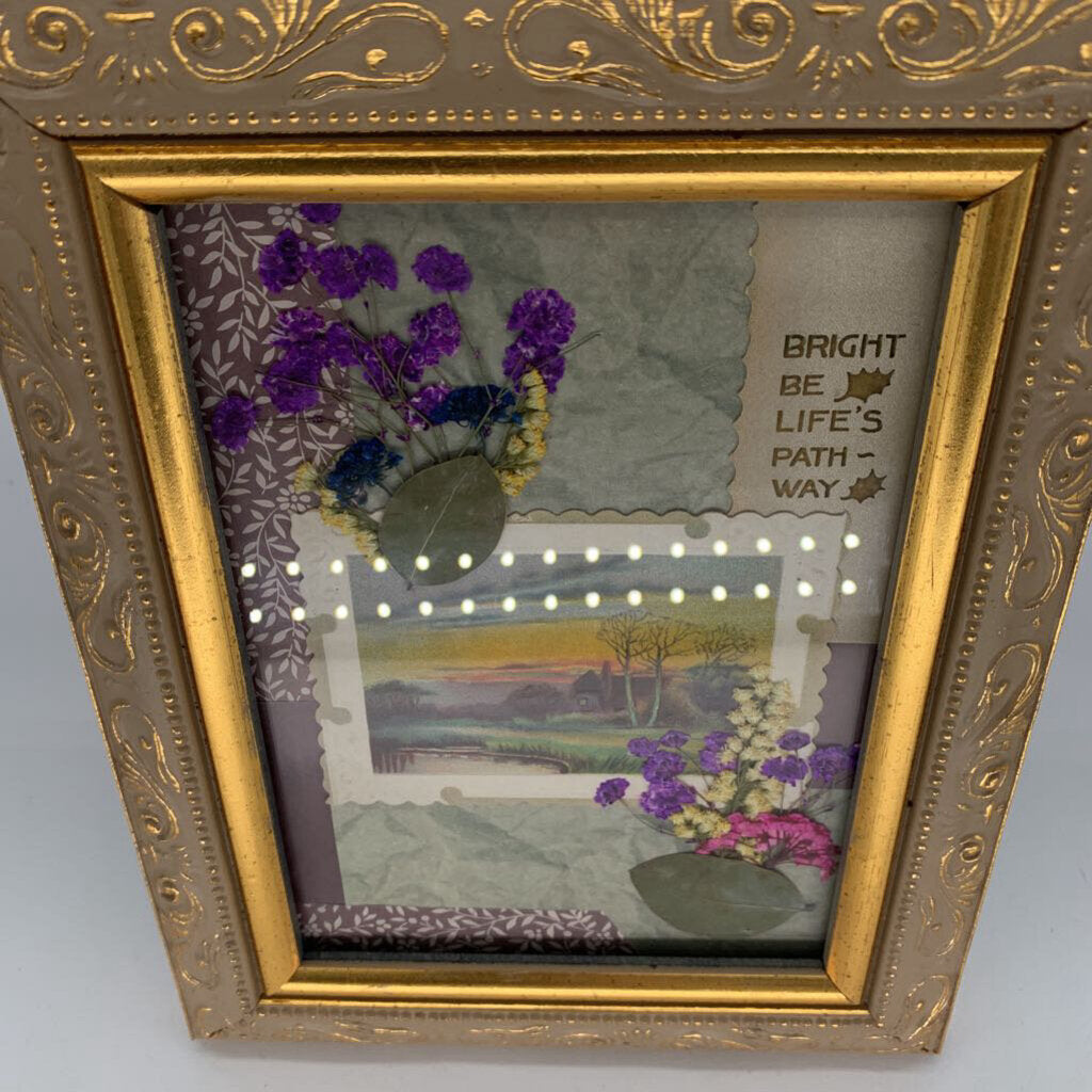 Pressed Floral Collage in Frame
