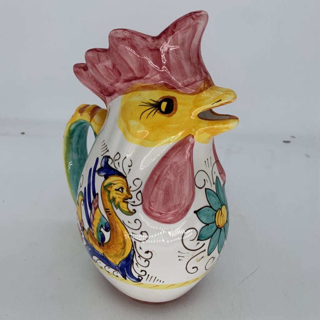 Hand Painted Chicken Pitcher