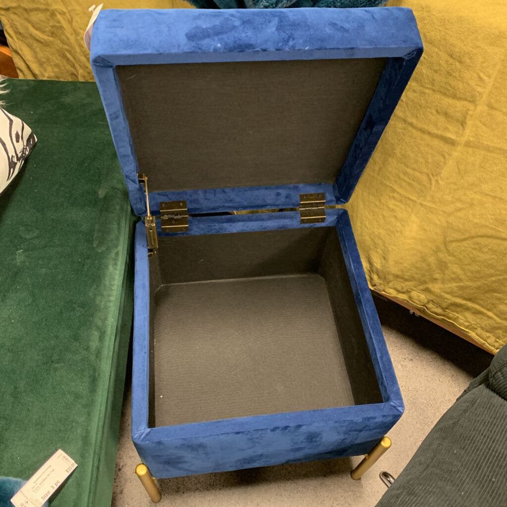 Velour Storage Ottoman AS IS