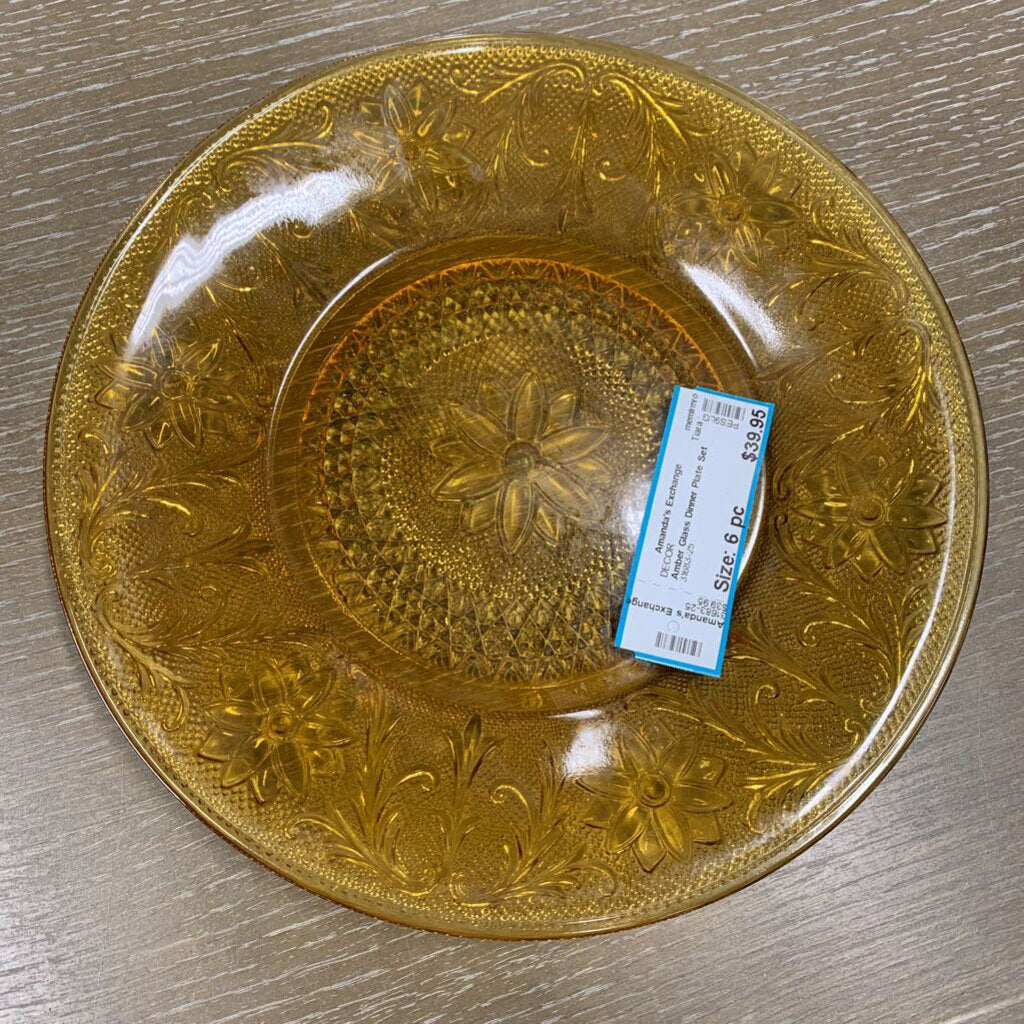 Amber Glass Dinner Plate Set