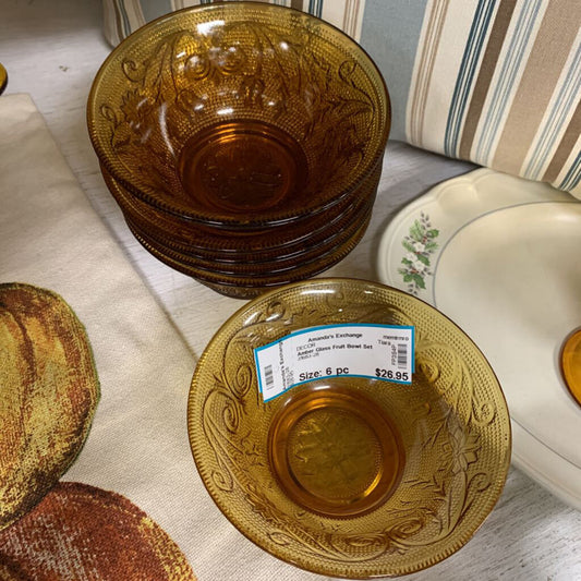 Amber Glass Fruit Bowl Set