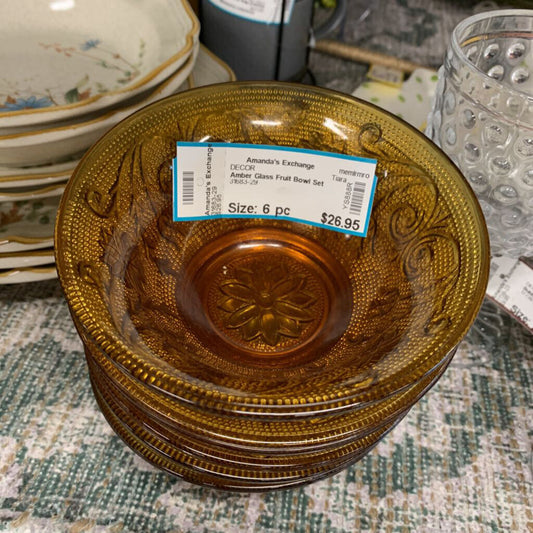 Amber Glass Fruit Bowl Set