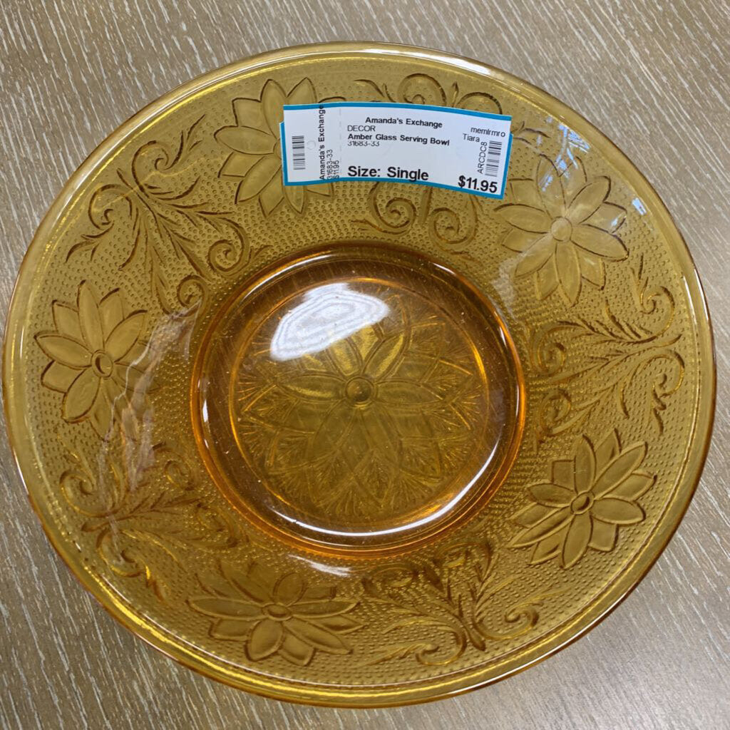 Amber Glass Serving Bowl