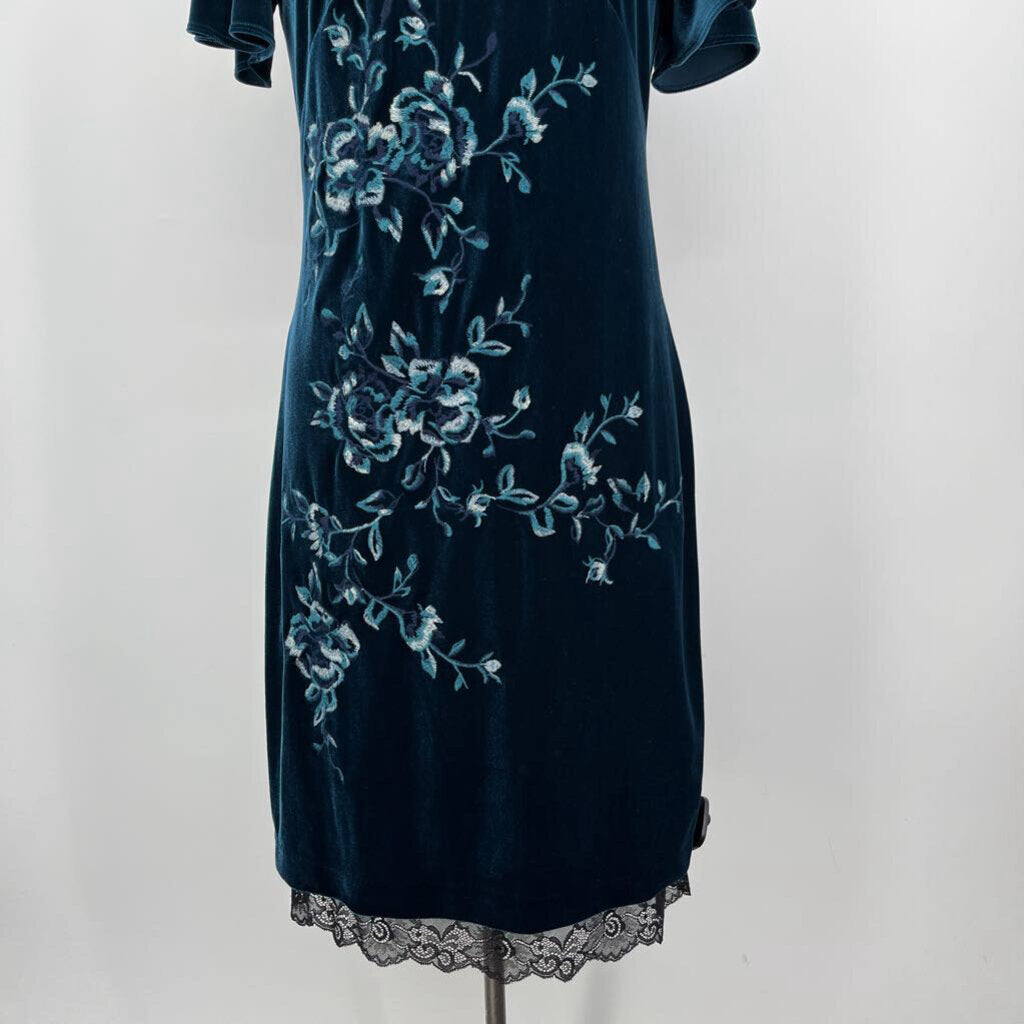 WHBM S/s Floral Velvet Dress