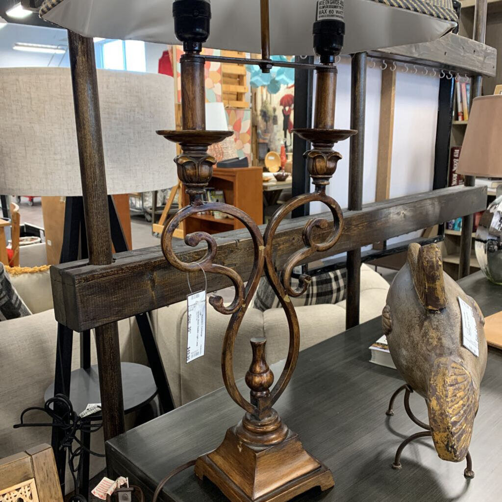 Ornate Base Double Light Lamp