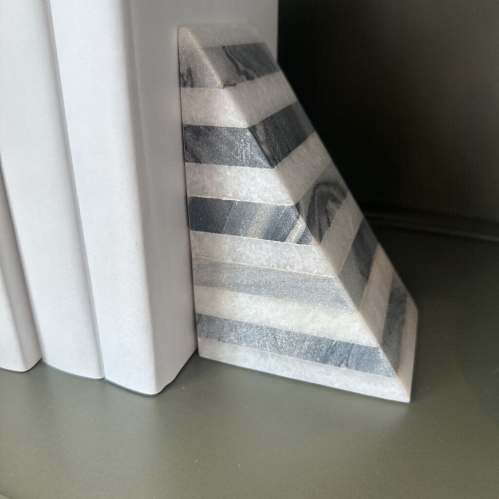 Geo Striped Marble Bookend