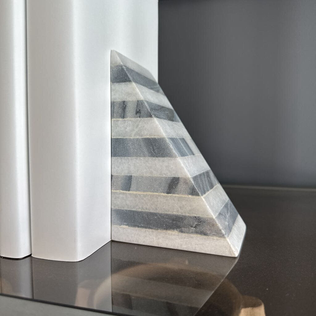 Geo Striped Marble Bookend