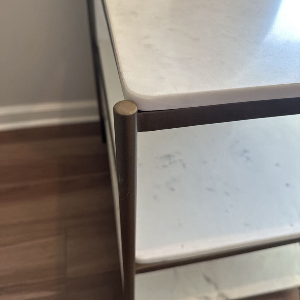 3 Tiered Marble and Metal Side Table