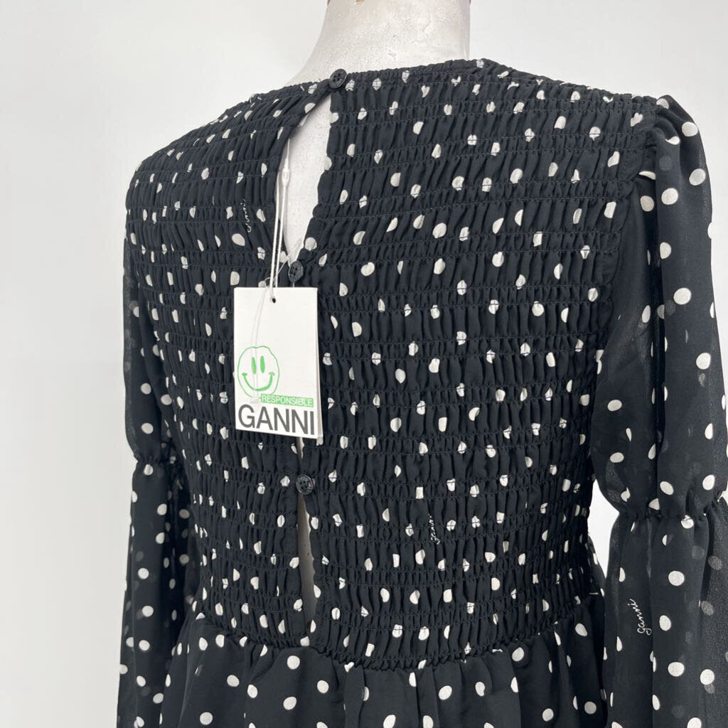 Ganni L/s Polka Dot Dress