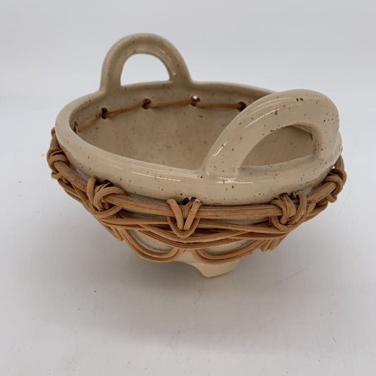 Ceramic Bowl w/ Rattan