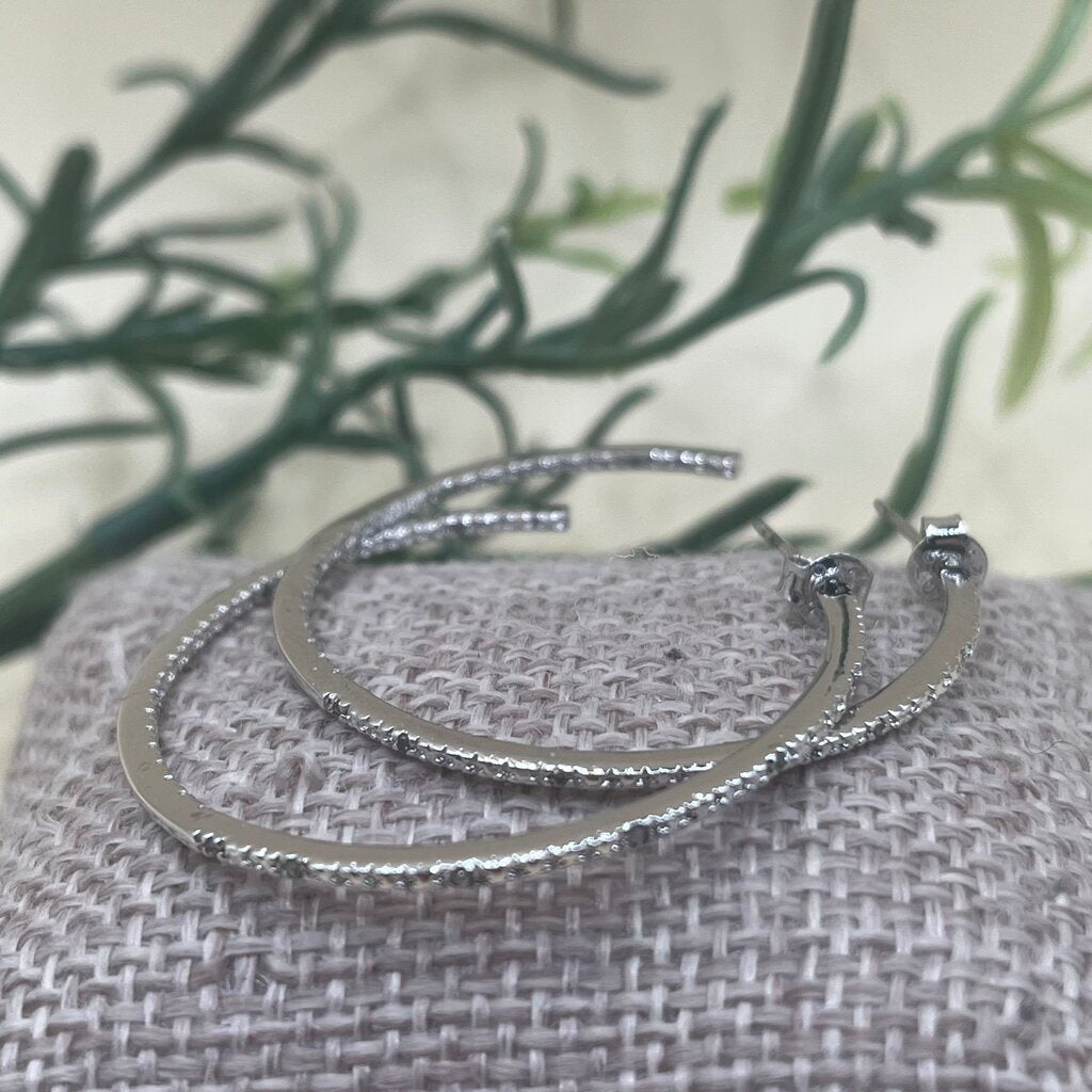 Sterling/Diamond Hoops