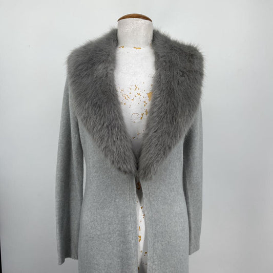 WHBM Faux Fur Trim Cardigan