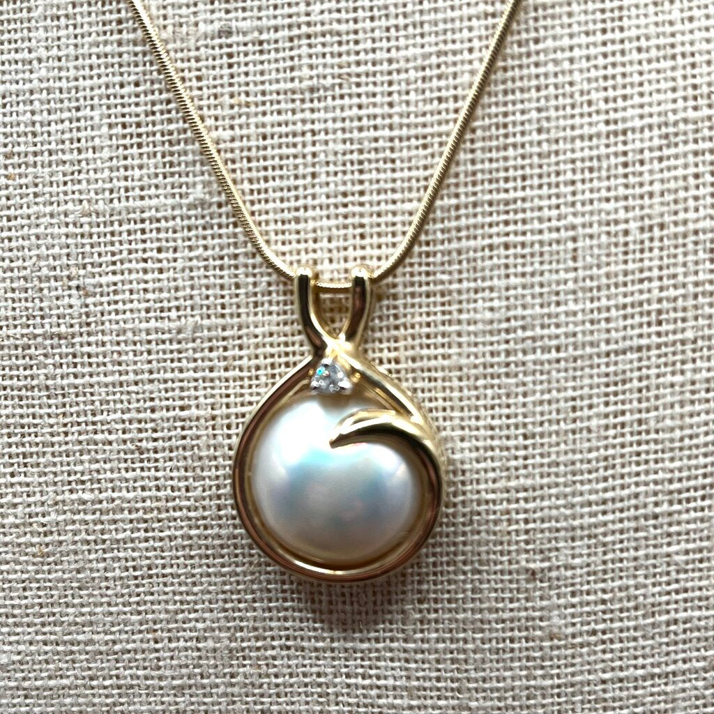 14kt YG Pearl/Diamond Necklace