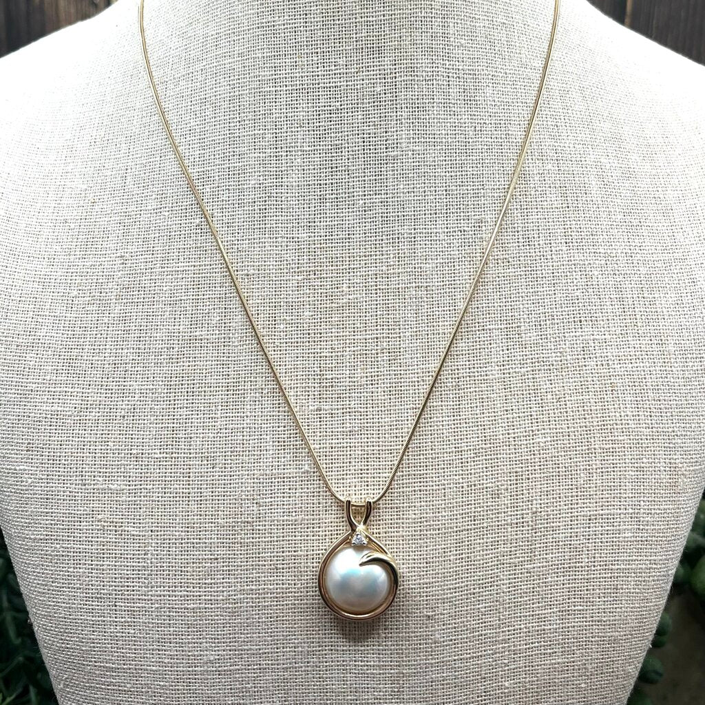 14kt YG Pearl/Diamond Necklace