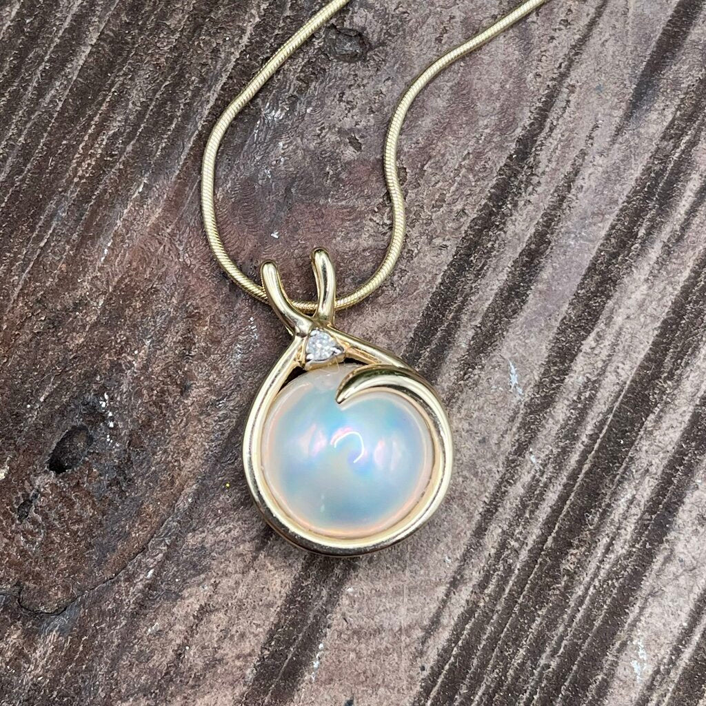 14kt YG Pearl/Diamond Necklace