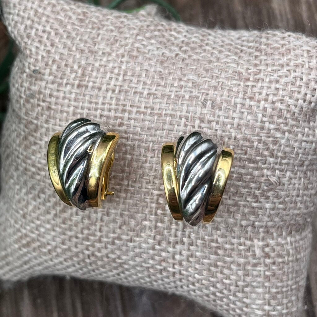 14k Yellow and White Gold Earrings